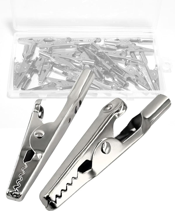 25 Pcs 2 Inches Metal Alligator Clip Spring Clamps, Silver Tone Nickel Plated for Laboratory Electric Testing Work