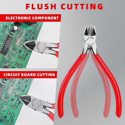 HAUTMEC 5" Precise Small Flush Cutting Wire Cutter Plier 2PCS with Location Pin for Fine Shearing