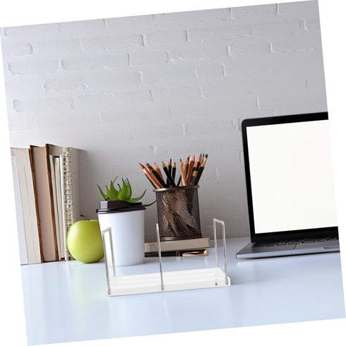 Stylish Metal Bookends - White Desk Organizer for Books