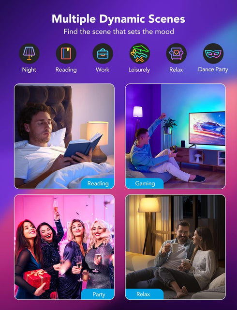 Govee Smart Light Bulbs, WiFi & Bluetooth Color Changing, Music Sync, 800 Lumen, 2 Pack, Works with Alexa