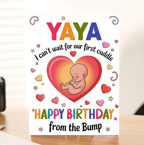 Moonlit93 Yaya - I Can't Wait For Our First Cuddle Happy Birthday From The Bump! Card - Ideas Birthday Card For Yaya