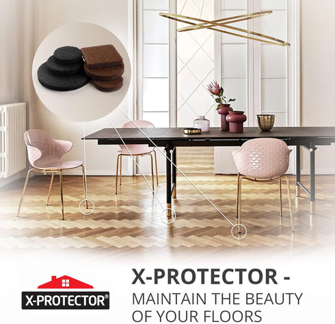 235 pcs Brown & Black Felt Furniture Pads by X-Protector for Hardwood Floors - Ideal Protectors for Furniture
