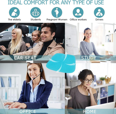 masteymoh 18.5x17.3x1.2 Inches Gel Seat Cushion for Long Sitting, Gel Cushions for Pressure Sores Relief, Cooling Gel
