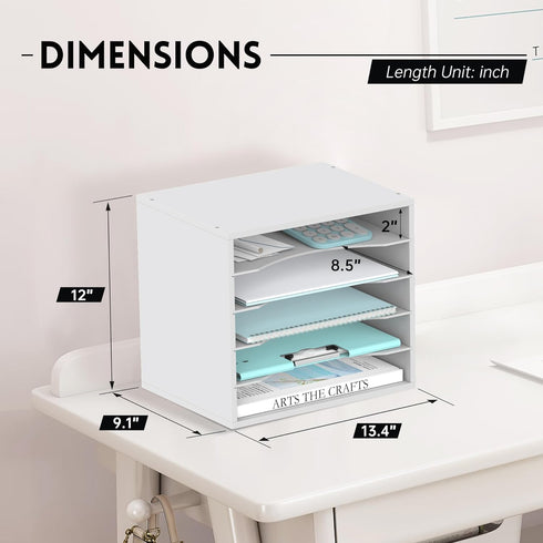 SUPEASY 5 Tier Wood Desk Organizer, Paper File Organizer for Desktop, Literature Mail Sorter for Office School & Home