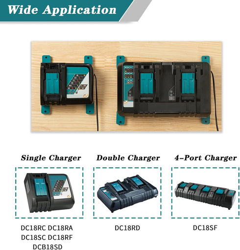 2 Pack Makita Charger Holder, Charger Mount for DC18RC DC18RD DC18RA DC18RF DC18SC DCB18SD DC18SF Chargers