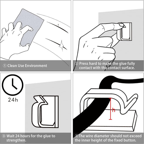 XHF 5/8” White Adhesive Cord Clips, 60pcs Cable Management Staples for Under Desk, Car, Wall, TV