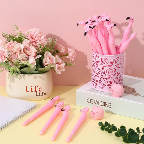 Fulmoon Cute Flamingo Gel Ink Pens, Pink Flamingo Gift for Child, Teacher, Student, 0.5mm Black Ink, 40 Pcs