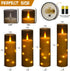 Set 12 Da by Flameless Candles with Recessed String Light, Battery Operated Candles, Acrylic LED Pillar Candles