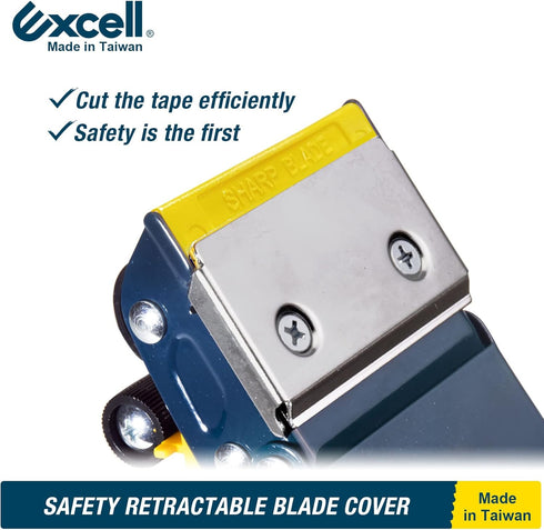 Excell Anti-Backflow Metal Tape Dispenser (2" Wide) for Packaging, Moving, and Box Sealing (Tape Gun + 1 Tape)