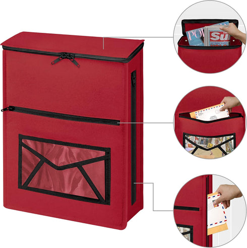 Indoor Mail Slot Catcher Bag, High Capacity Felt Mail Slot Cover, Red Mail Bag, Home Hardware Accessories