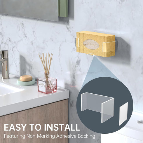 NiHome Clear Wall-Mounted Acrylic Glove Box Holder Dispenser for Bathroom, Kitchen, Lab, Salon Use - Easy to Install