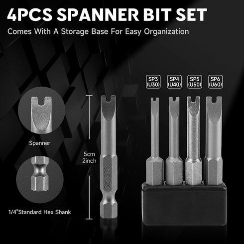 LMXMGRG 4 Set 2'' Sizes:SP3 SP4 SP5 SP6 PCS Spanner Bit Security Screwdriver Bit for Impact Power Tools