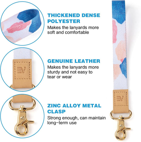 EcoVision Cute Keychain Lanyards for Keys - Wristlet Key Lanyard for Women with 2 Keyrings.