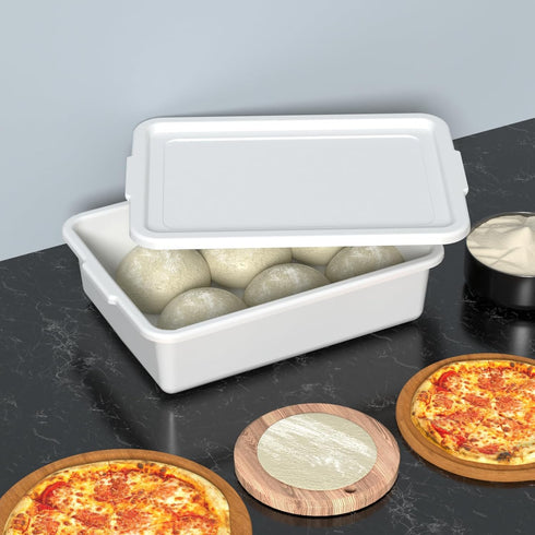 Loiycg 3 Pack 13 Food Service Bus Tubs with Lids, L Plastic Meat Mixing Tub, White
