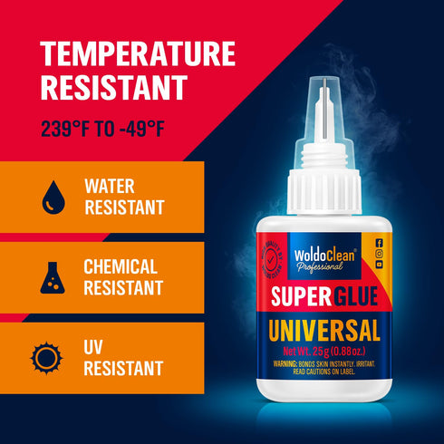 Super Glue for All Purpose - 25g Extra Strong, Waterproof, Heat-Resistant Clear Glue with Precise Nozzle