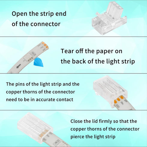HOMELYLIFE 10 Pcs 3 Pin LED Strip Connector Solderless with 16.4ft Extension Cable for 10mm Wide WS2811 WS2812 WS2812B