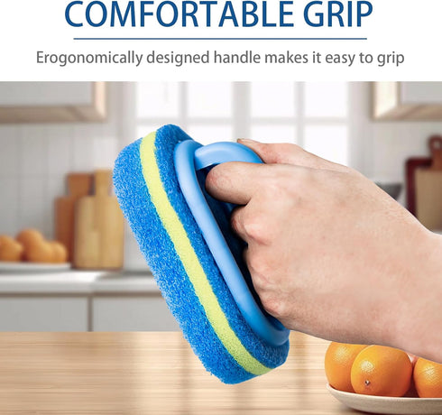 Aiokuo All Purpose Cleaning Brush for Bathroom, Kitchen, Bathtub, and Shower Heavy Duty Scrubbing Brush with Ergonomic