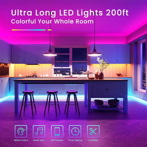 200ft (APP+Remote+Mic/2 TJOY Bluetooth LED Strip Lights, Long Strip Lighting Music Sync, RGB Color Changing LED Lights