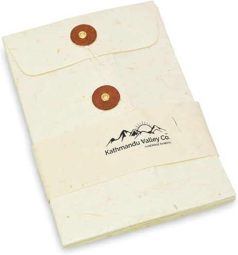 Handmade Lokta Paper Envelope with String-tie Button Closure, 4.5 x 6.5 inches, 10 Pack for Invitations, Parties