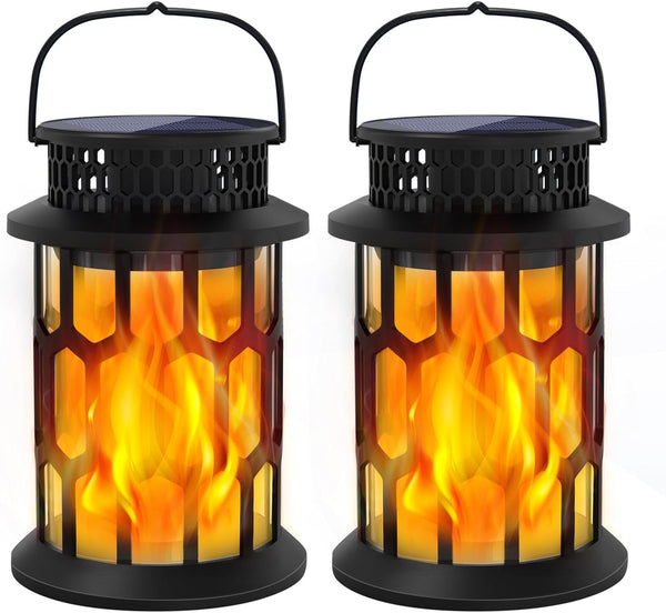 Solar Lights for Outside, Upgraded Solar Lanterns Flickering Flame Outdoor Waterproof Hanging