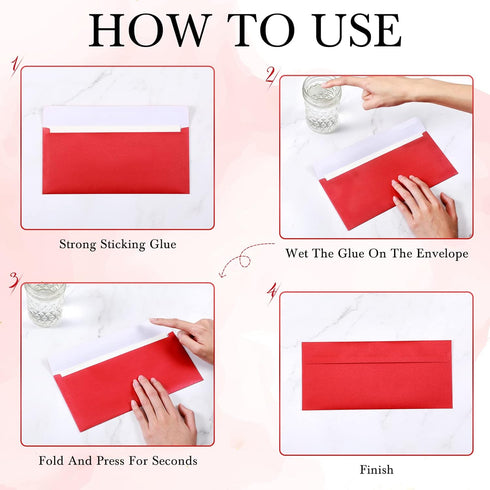 TaoBary 200 Pcs #10 Red Envelopes, Self Adhesive Business Envelopes for Cash, Office Checks & Letter Mailing