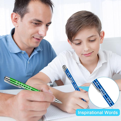 Inspirational Ballpoint Pens, Employee Appreciation Gifts, Bulk Motivational Quote Pens with Coated Metal, 10 Colors