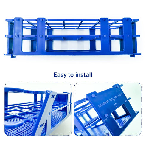 3 Packs Blue Plastic Test Tube Rack, 21 Holes Holder for 30mm Tubes, Detachable