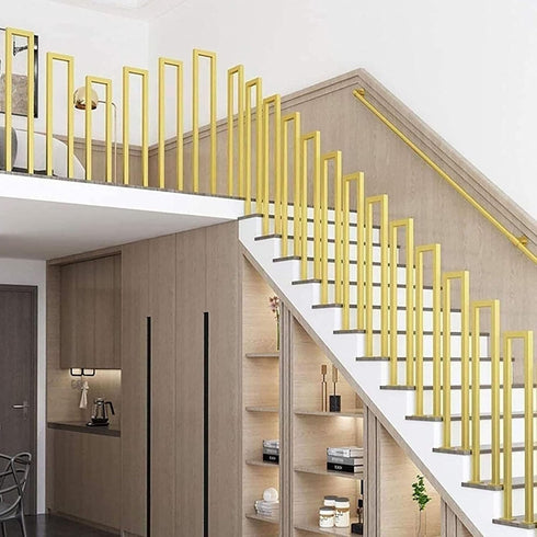 PAUANI 40-100cm 40 M/U-Shaped Iron Stair Handrail Railing - Gold Retro Non-Slip Hand Rails, Outdoor Garden Loft