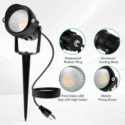 120V 5.9 3 Pack Outdoor Landscape Spotlights, LED Spot Light Waterproof for Garden and Yard Up Lighting, Warm Light