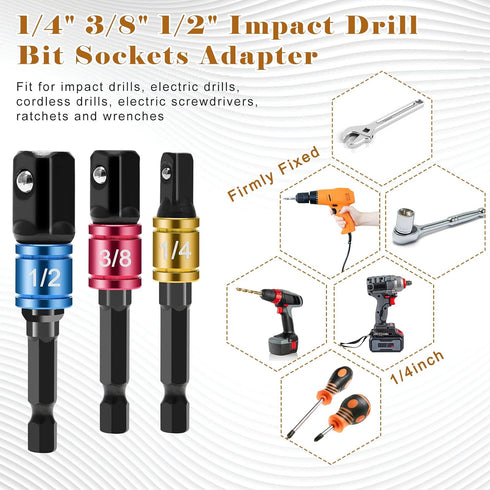 18PCS 11P 3P 3P 1/4 105Right 1/4Hex Bit Holder Cool Gadgets, Drill Bit Holder Keychain/ Impact Drill Sockets Adapter/