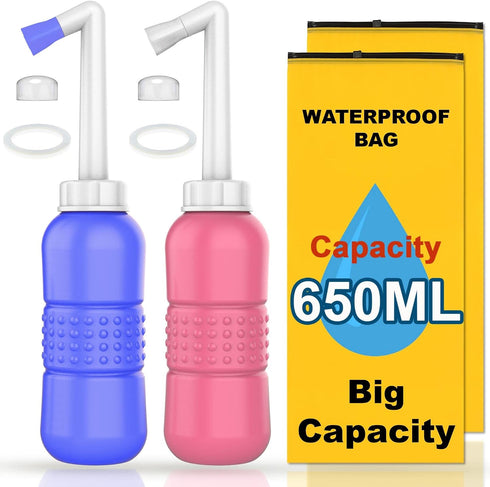 AQUAMASTER 2PCS- 650ml Big Portable Bidet Peri Bottle for Postpartum Essentials, Feminine Care