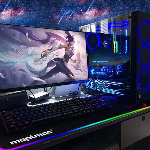 RGB Gaming Mouse Pad, Anime Dragon Mousepad Mat with 15 Lighting Modes, 31.5 X 12 Inch (Red)