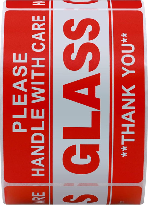 HYBSK 2x3 inch Handle with Care Thank You Glass Stickers, Adhesive Label, 300 Per Roll