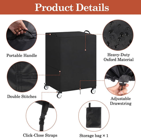 Klmnop 25" 19" 40" AV Cart Cover, Utility Rolling Cart Dust Protection Cover for Metal AV Carts & Media Carts, Foldable