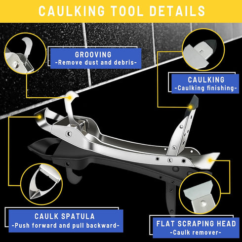 Silicone Caulking Tools Kit, 4 in 1 Stainless Steel Grout Removal Tool for Kitchen Bathroom Floor