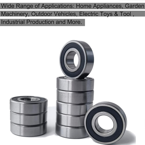 10 PCS R8-2RS Double Rubber Sealed Roller Ball Bearing - 1/2 Inch Bore, ABEC3 Precision Bearing