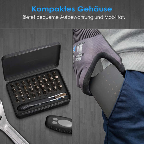 37pcs Mini Ratchet Screwdriver Set with 1/4" S2 Steel Bits, 90 Degree Right Angle Screwdriver, Magnetic Bit Holder
