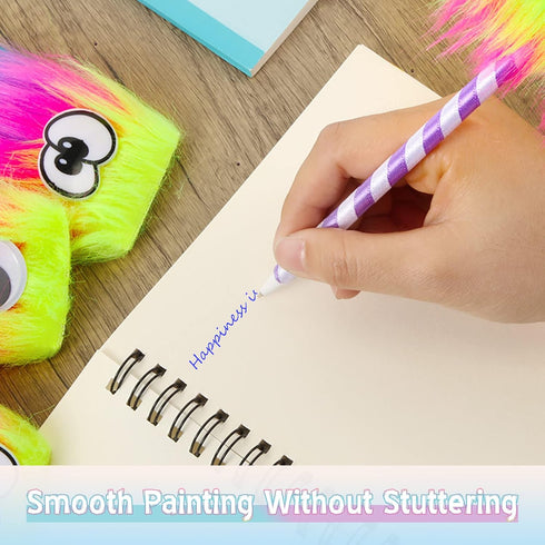 Yexiya 28 Pieces Rainbow Fun Pens for Kids, Fluffy Novelty Pens for Party Favors & School Supplies