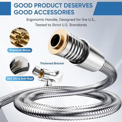 ENRUNEST Handheld,8 Nozzles,Built-in Pets,59 304 High Pressure Shower Head with Modes,Heat-Resistant Premium ABS