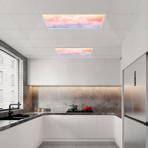Sunnyhut 2 Pack School,4 2 Fluorescent Light Cover for Ceiling Light - Colorful Clouds Magnetic Light Covers Classroom