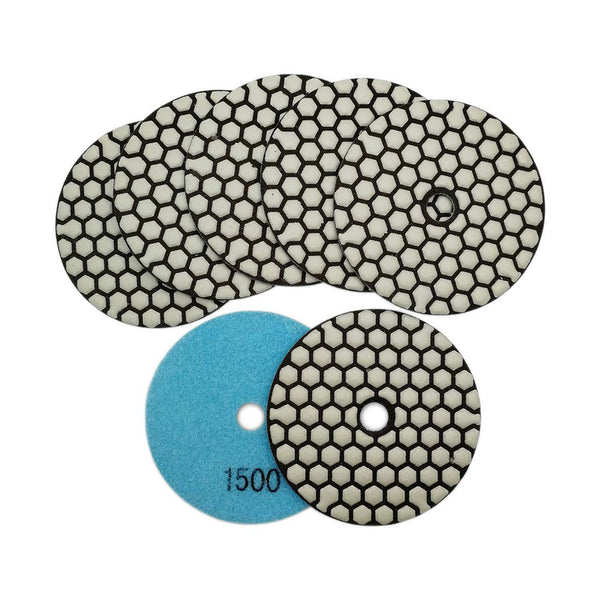 SHDIATOOL 7Pcs 4 Inch Dry Diamond Polishing Pads Grit 1500 for Granite Marble Stone Countertops