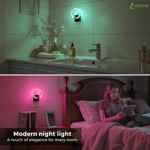 180 L LOHAS LED Night Lights Plug into Wall, Changing RGB Night Light with Dusk to Dawn Sensor, Rotatable Bubble