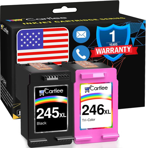 Cartlee Compatible Ink Cartridges Replacement for Canon 245 and 246 PG-245xl CL-246xl (2 Pack) for iP2820 MG Series