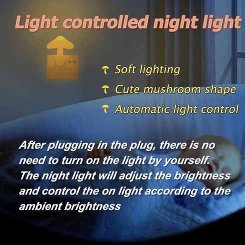ESUPPORT 50000h) Mushroom-Shaped Energy Saving Sensor LED Night Light with Plug Yellow(Average Life Expectancy