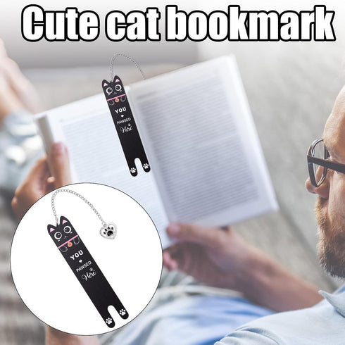 Penitue 3) Cat Bookmark, Zinc Alloy Funny Black Kitten Shaped Book Mark with Kitty Paw Mark Pendant Cute Reading