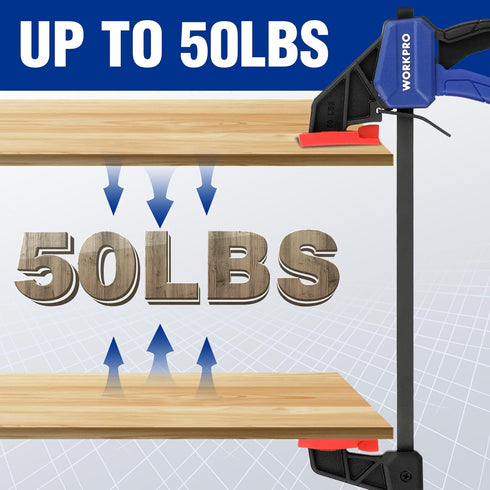 WORKPRO 6" Mini Bar Clamps Set, One-Handed Clamp/Spreader, 4 Pack Wood Clamps with 50LBS Load Limit