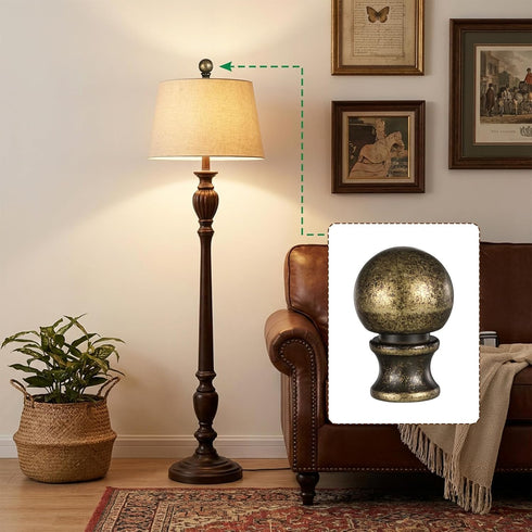 Tweruna 2 PCS Brass Lamp Finials Screw On, Antique Brass Lamp Toppers Screw On, Metal Lamp Knob Replacement Screw on