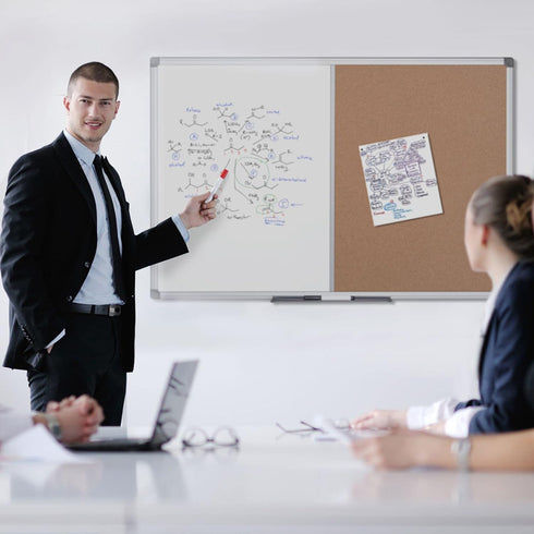 MasterVision Maya Series Dry Erase White Board Cork Bulletin Board Combo - Wall Mounting, Self-Healing Cork, 18" x 24",