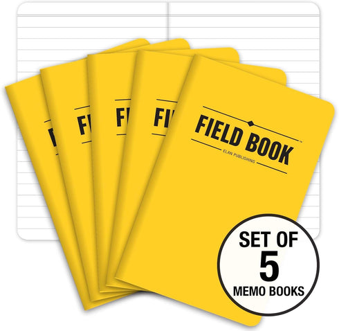 Elan Publishing Company Pocket Journal/Field Notebook - 3.5"x5.5" - Yellow - Lined Memo Book - Pack of 5