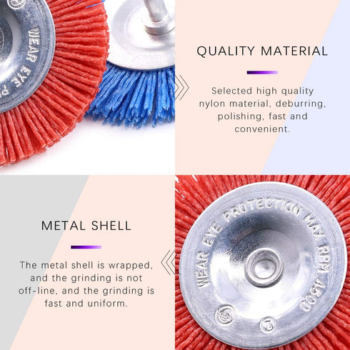 Swpeet 3Pcs 3Inch Abrasive Nylon Wheel Brush Set, 80# 120# 240# for Rust/Corrosion/Paint Removal